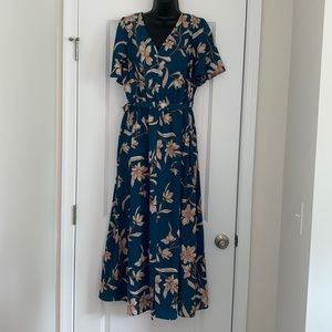 Dark teal and orange long dress. Size 1x